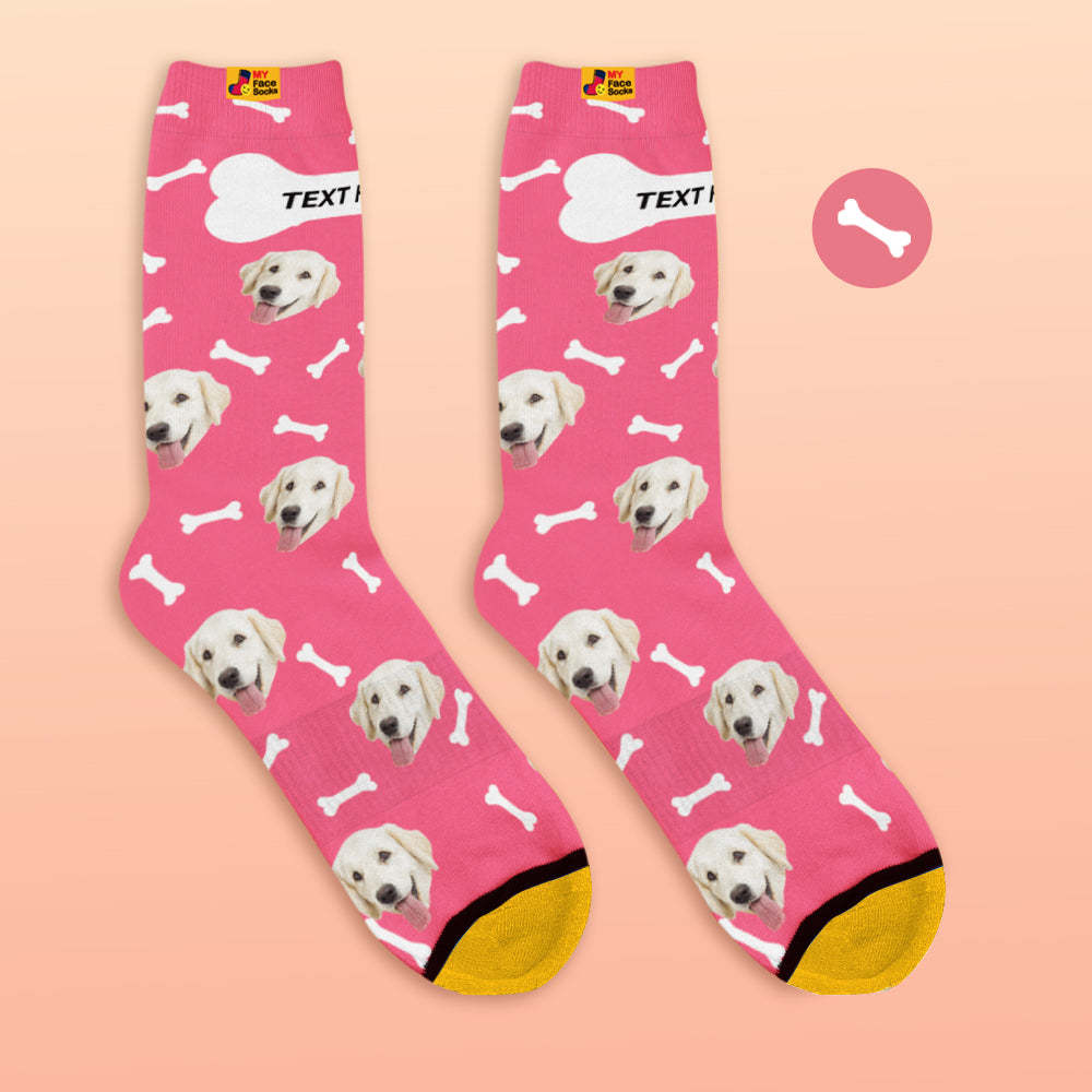 Chaussettes De Prévisualisation 3d Personnalisées Chaussettes My Face Ajoutez Des Images Et Un Nom - Dog Bones - VisageChaussettes