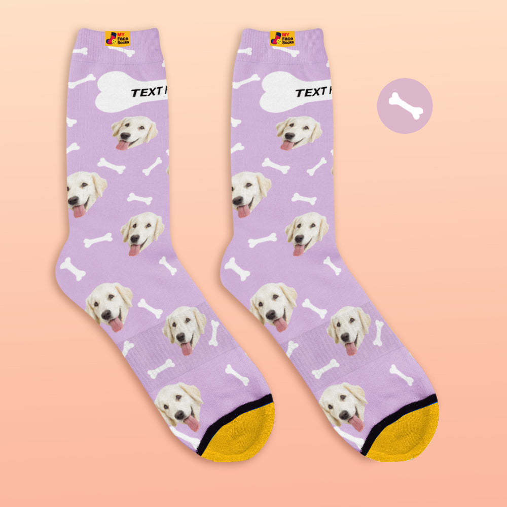 Chaussettes De Prévisualisation 3d Personnalisées Chaussettes My Face Ajoutez Des Images Et Un Nom - Dog Bones - VisageChaussettes