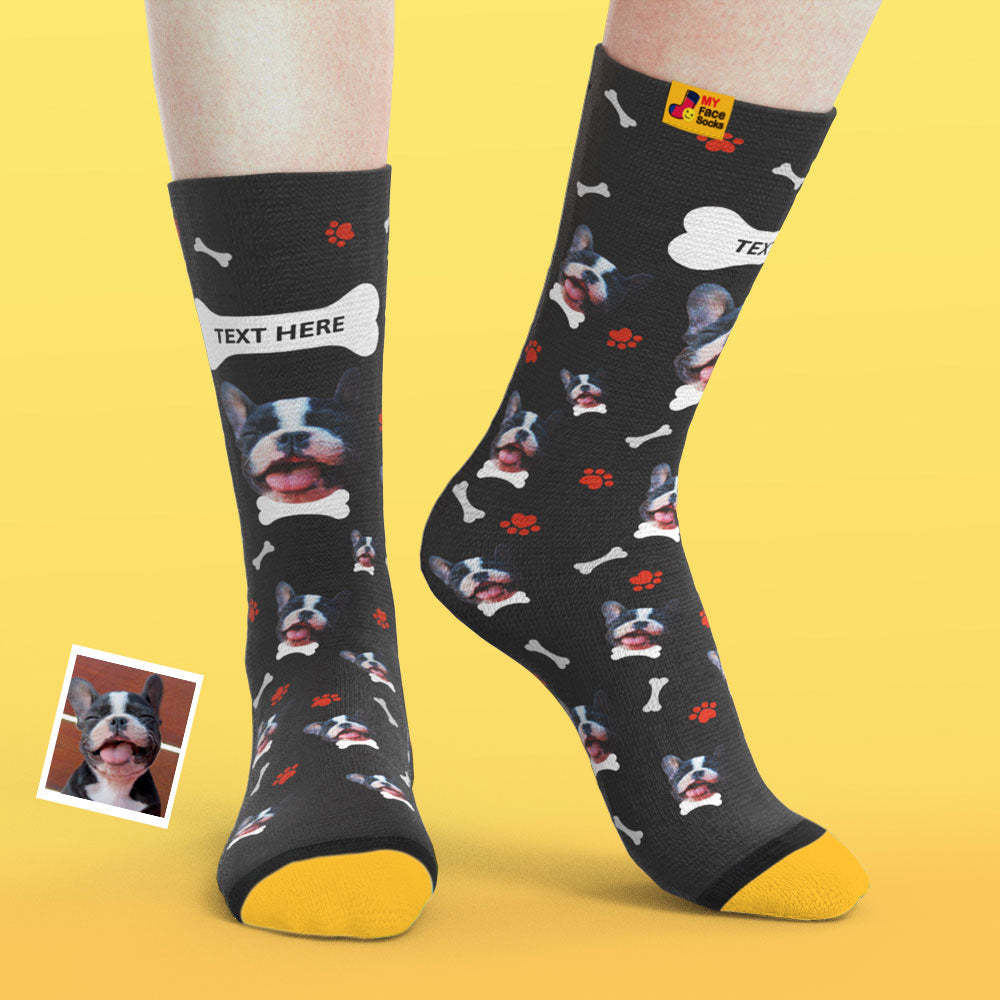 Chaussettes De Prévisualisation 3d Personnalisées Chaussettes My Face Ajouter Des Images Et Un Nom - J'aime Mon Chien - VisageChaussettes