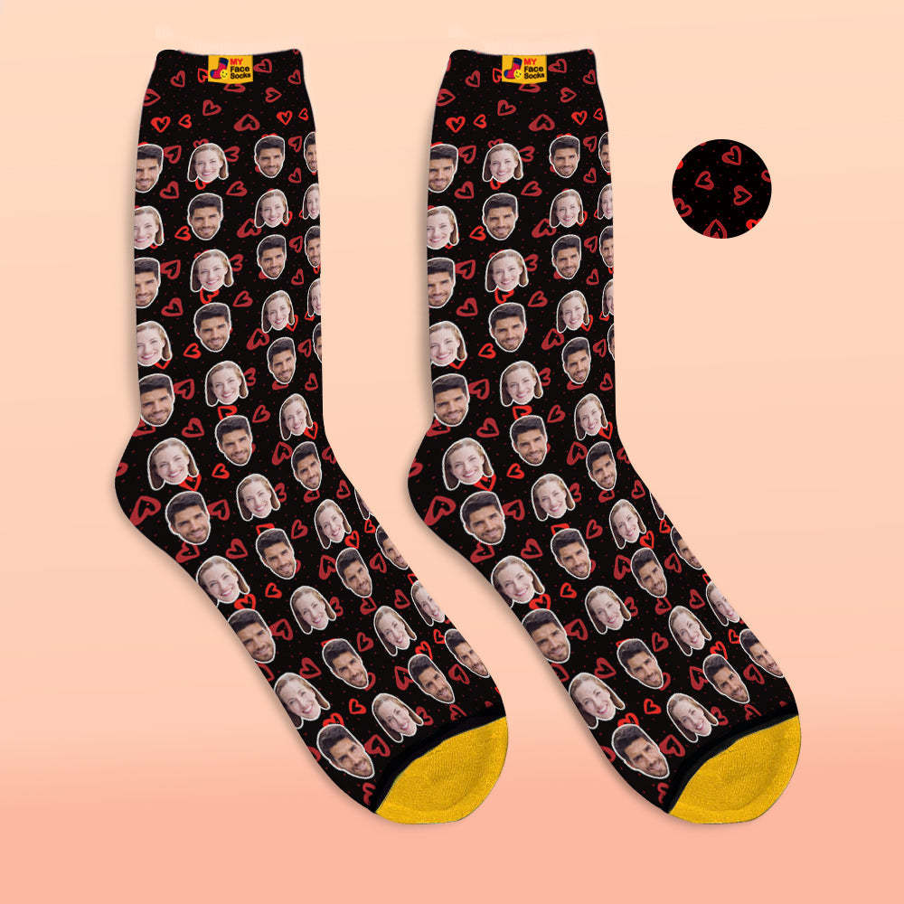Chaussettes Imprimées Numériques 3d Personnalisées Chaussettes Photo Personnalisées Ajoutez Des Images Et Nommez Le Cœur - VisageChaussettes