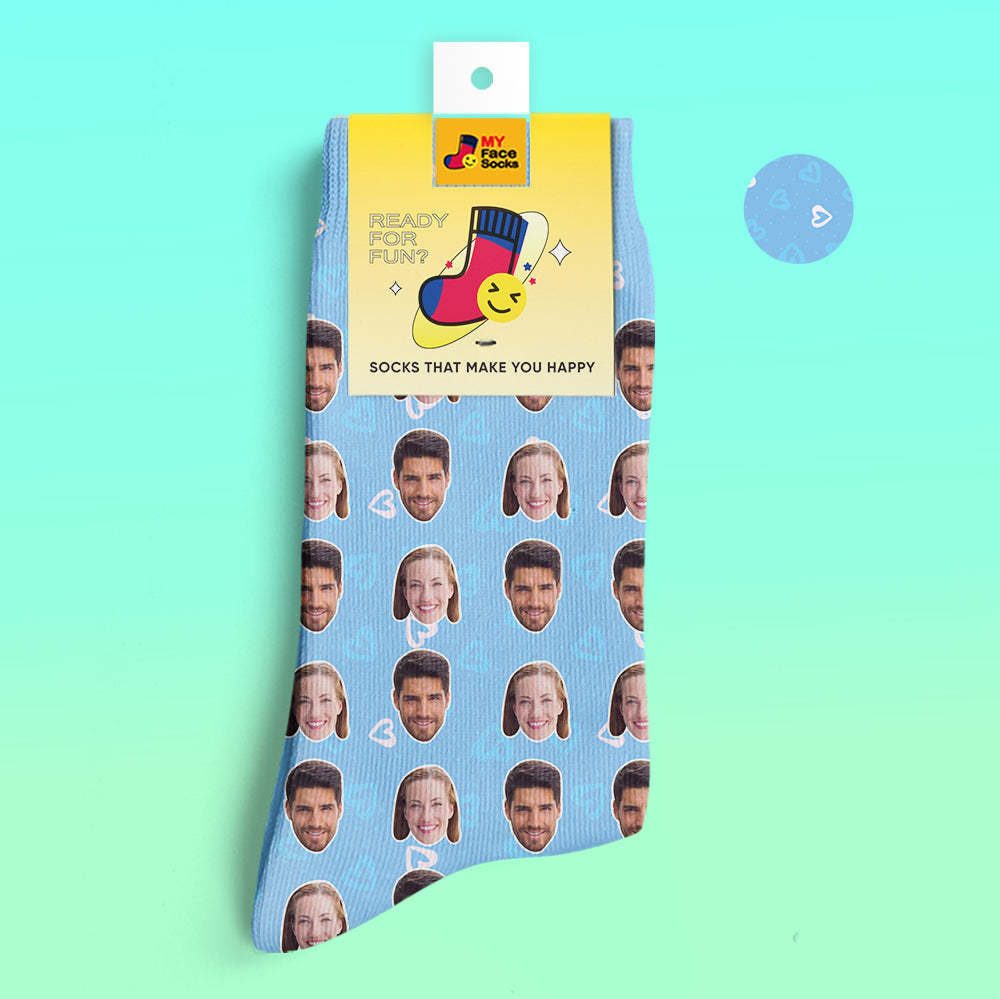 Chaussettes Imprimées Numériques 3d Personnalisées Chaussettes Photo Personnalisées Ajoutez Des Images Et Nommez Le Cœur - VisageChaussettes