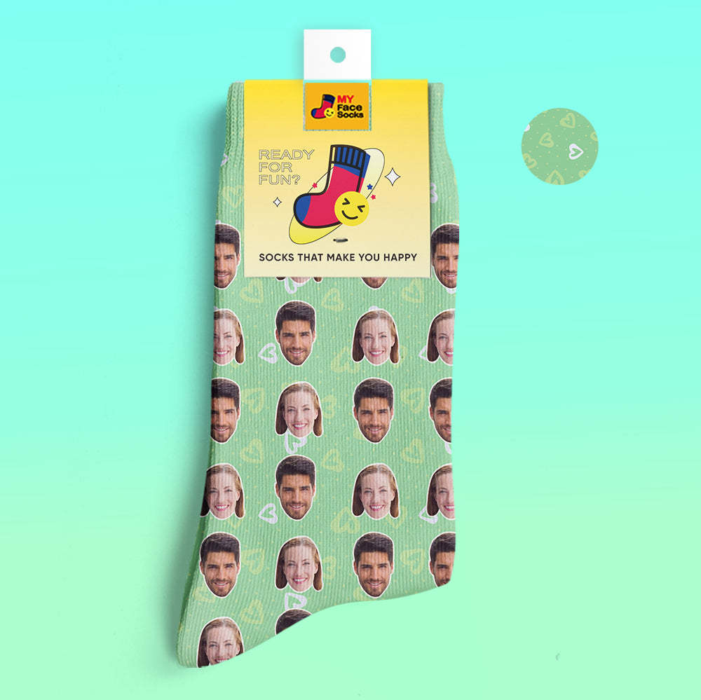 Chaussettes Imprimées Numériques 3d Personnalisées Chaussettes Photo Personnalisées Ajoutez Des Images Et Nommez Le Cœur - VisageChaussettes