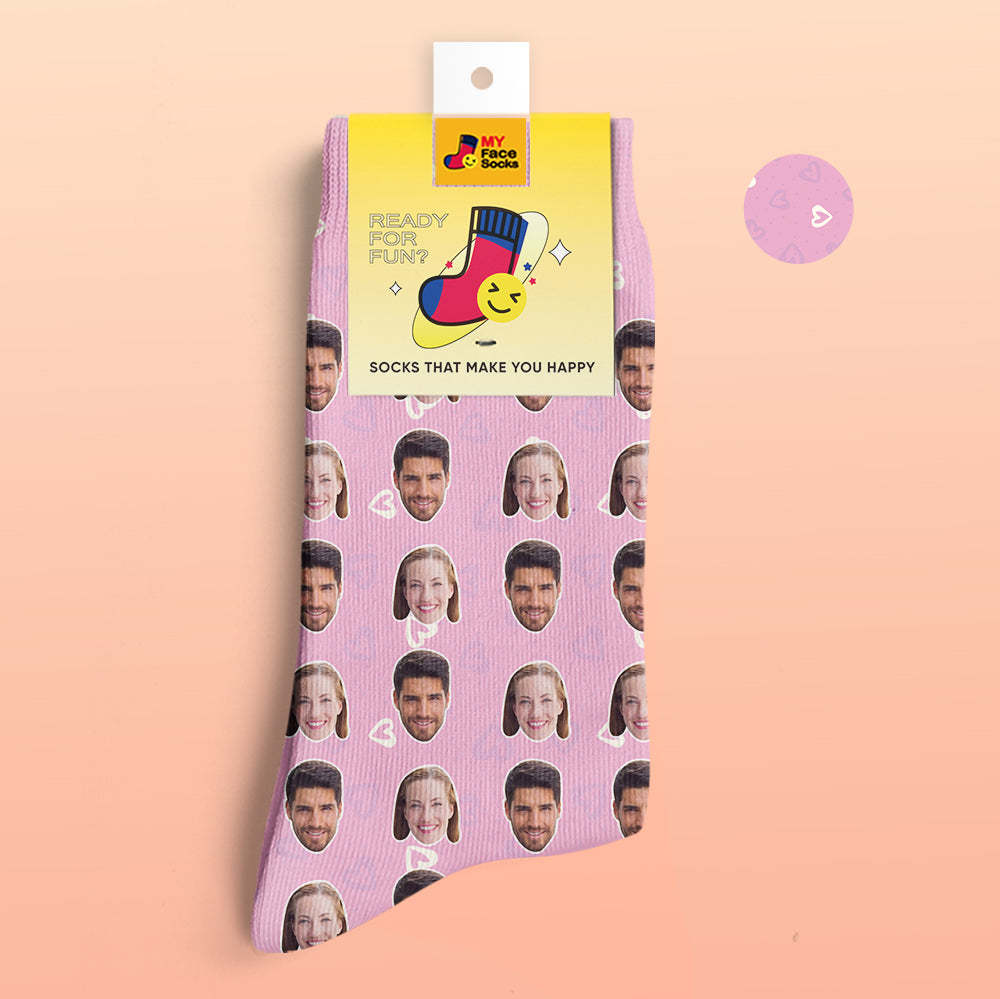 Chaussettes Imprimées Numériques 3d Personnalisées Chaussettes Photo Personnalisées Ajoutez Des Images Et Nommez Le Cœur - VisageChaussettes