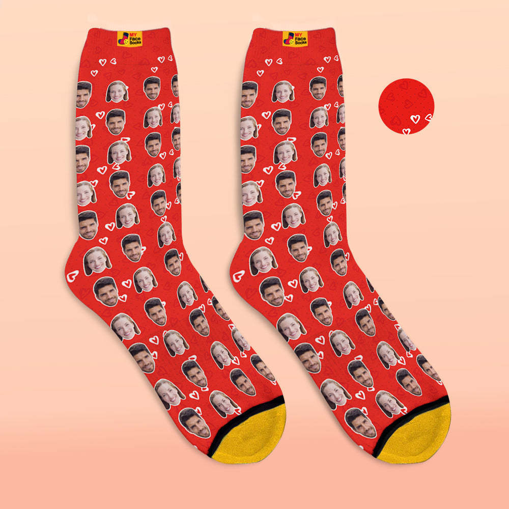 Chaussettes Imprimées Numériques 3d Personnalisées Chaussettes Photo Personnalisées Ajoutez Des Images Et Nommez Le Cœur - VisageChaussettes