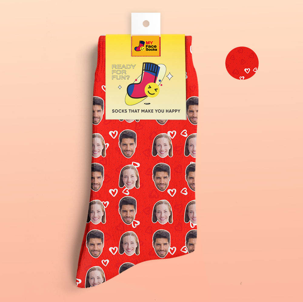 Chaussettes Imprimées Numériques 3d Personnalisées Chaussettes Photo Personnalisées Ajoutez Des Images Et Nommez Le Cœur - VisageChaussettes