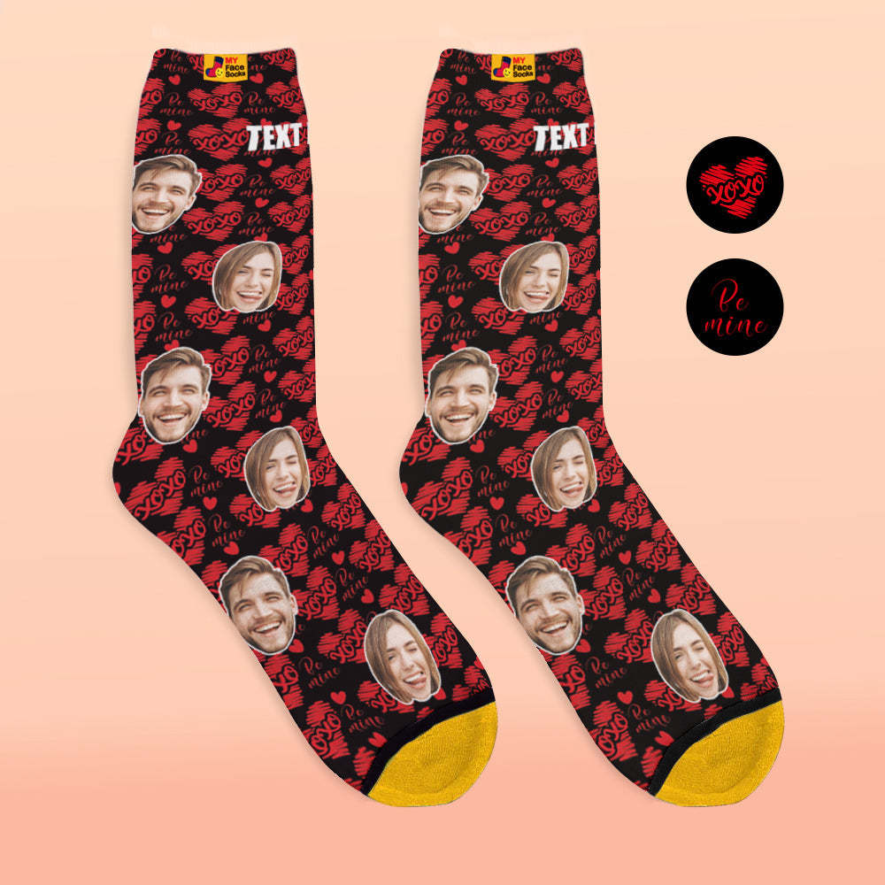 Chaussettes Imprimées Numériques 3d Personnalisées My Face Socks Ajouter Des Images Et Un Nom - Xoxo - VisageChaussettes
