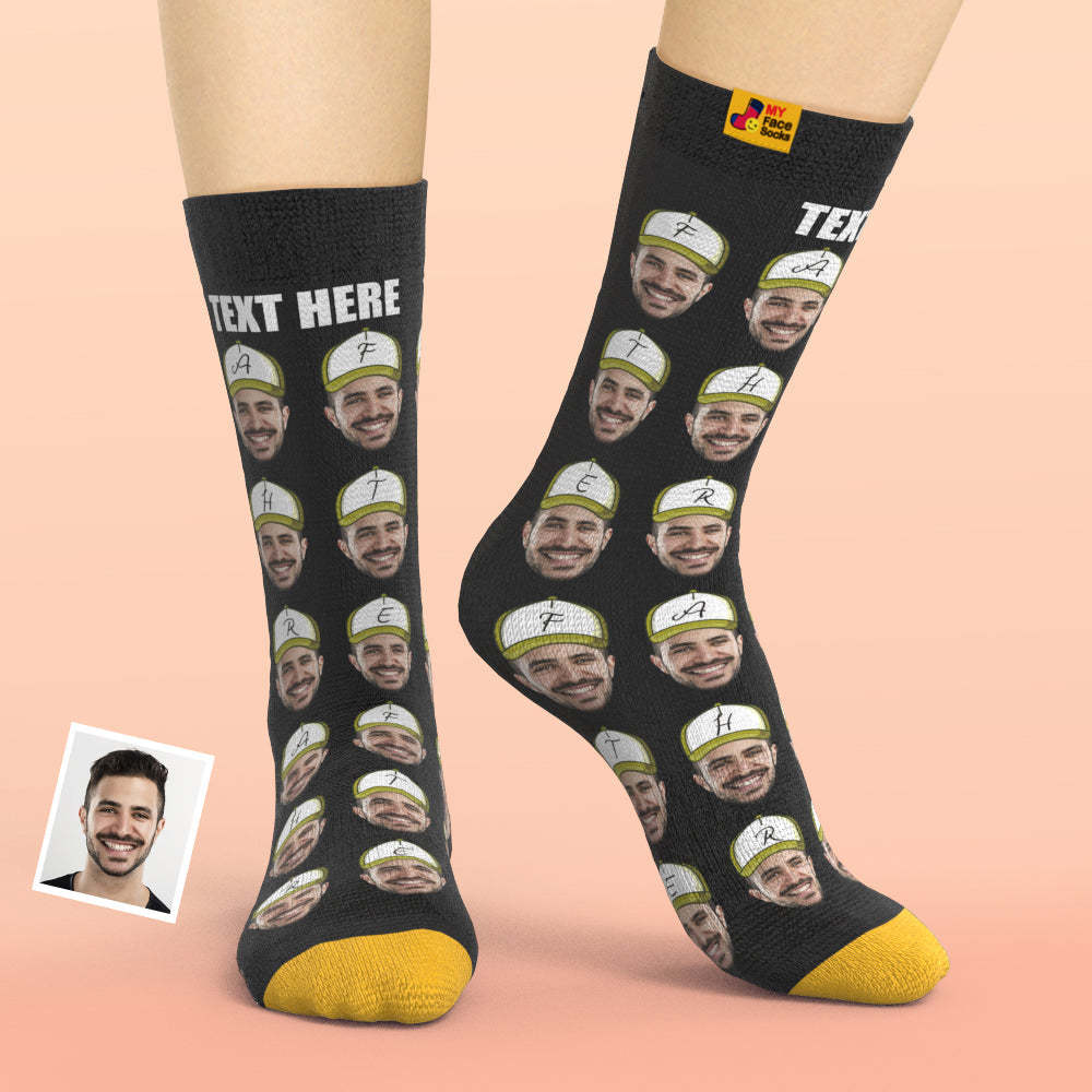 Chaussettes Imprimées Numériques 3d Personnalisées Ajoutez Des Images Et Nommez Les Chaussettes Du Visage Du Père - VisageChaussettes
