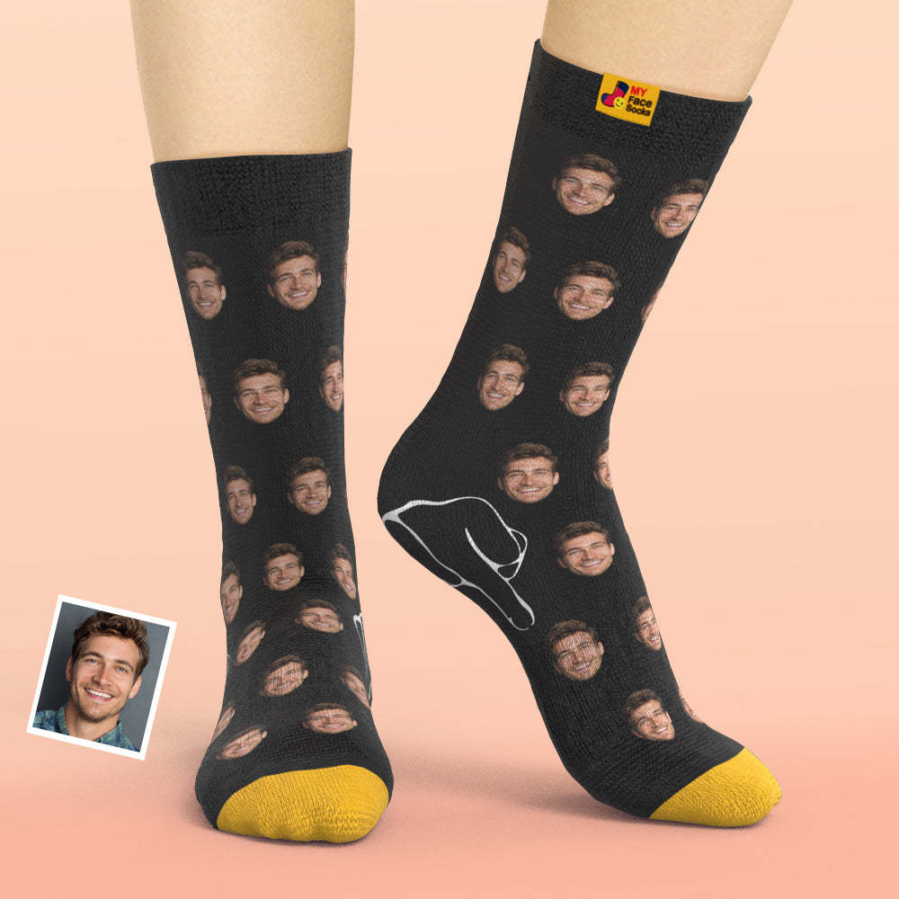 Chaussettes Imprimées Numériques 3d Personnalisées My Face Socks Ajouter Des Images Et Un Nom - Drôle - VisageChaussettes