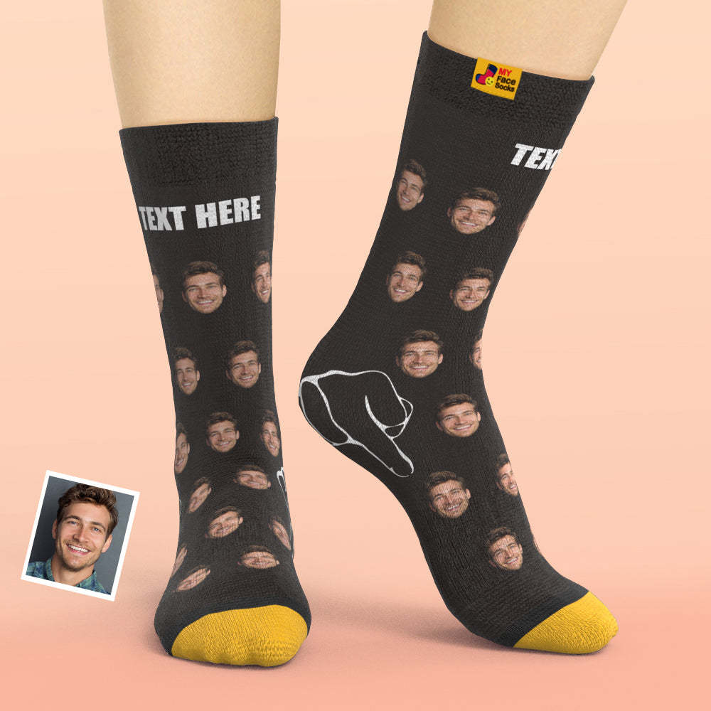 Chaussettes Imprimées Numériques 3d Personnalisées My Face Socks Ajouter Des Images Et Un Nom - Drôle - VisageChaussettes