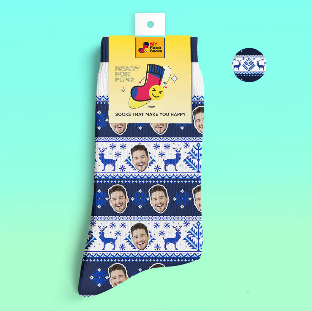 Chaussettes Personnalisées Imprimées En 3d Sur Des Chaussettes À Motif Nordique - VisageChaussettes
