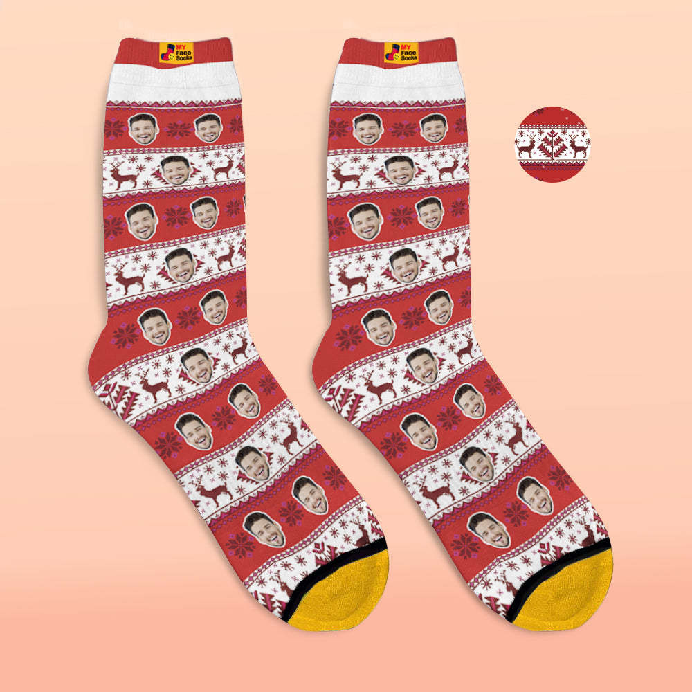Chaussettes Personnalisées Imprimées En 3d Sur Des Chaussettes À Motif Nordique - VisageChaussettes