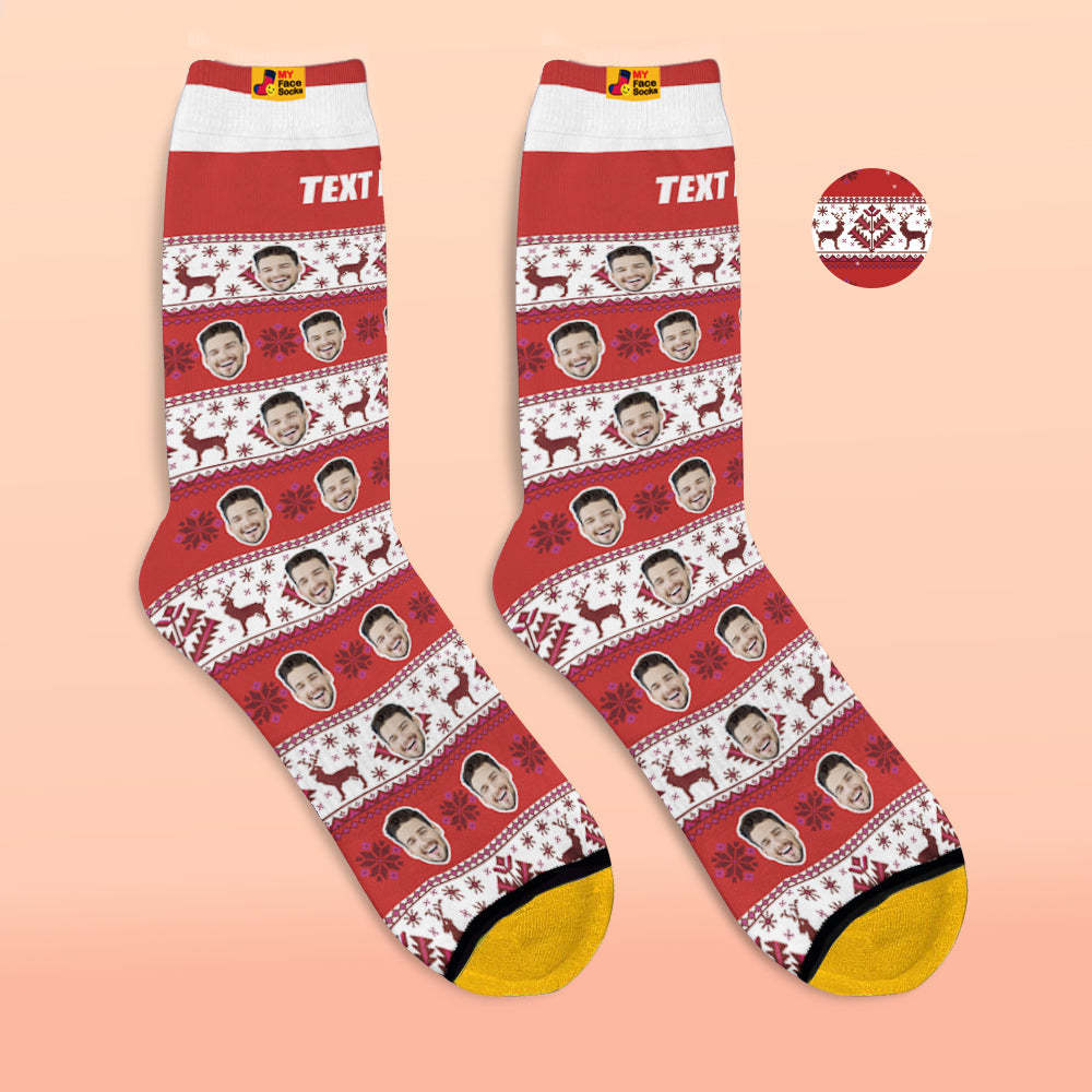 Chaussettes Personnalisées Imprimées En 3d Sur Des Chaussettes À Motif Nordique - VisageChaussettes
