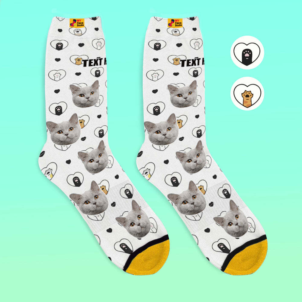 Chaussettes Imprimées Numériques 3d Personnalisées My Face Socks Ajoutez Des Images Et Un Nom - Cadeaux Pour Les Amoureux Des Chats - VisageChaussettes