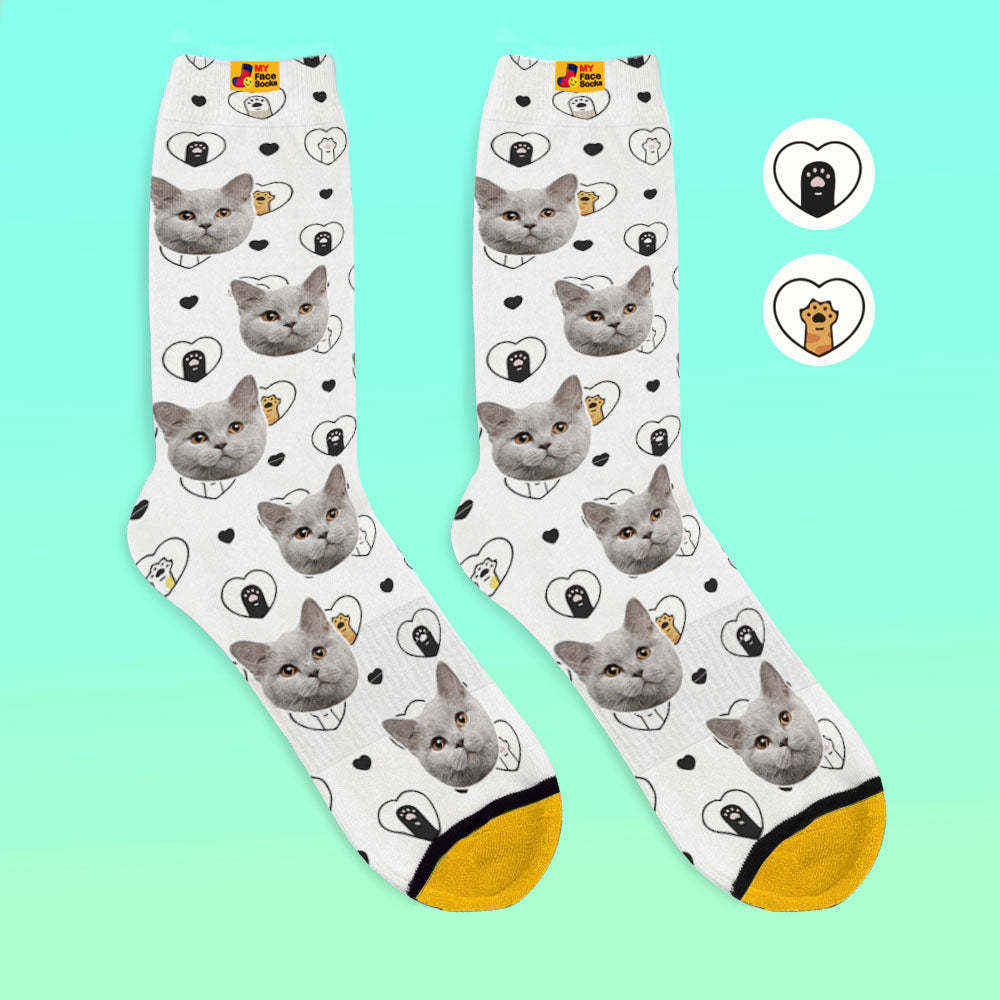Chaussettes Imprimées Numériques 3d Personnalisées My Face Socks Ajoutez Des Images Et Un Nom - Cadeaux Pour Les Amoureux Des Chats - VisageChaussettes