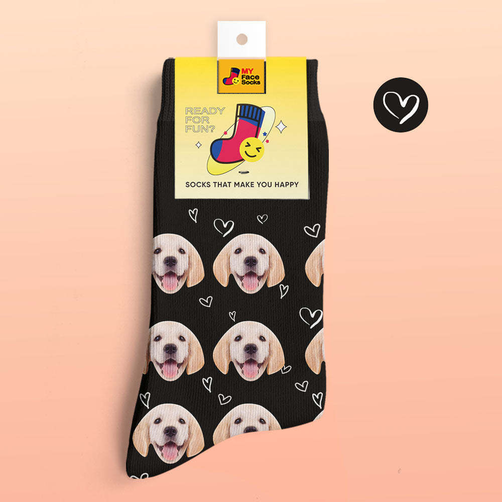 Chaussettes Imprimées Numériques 3d Personnalisées Chaussettes Photo Personnalisées Love Pet Socks - VisageChaussettes