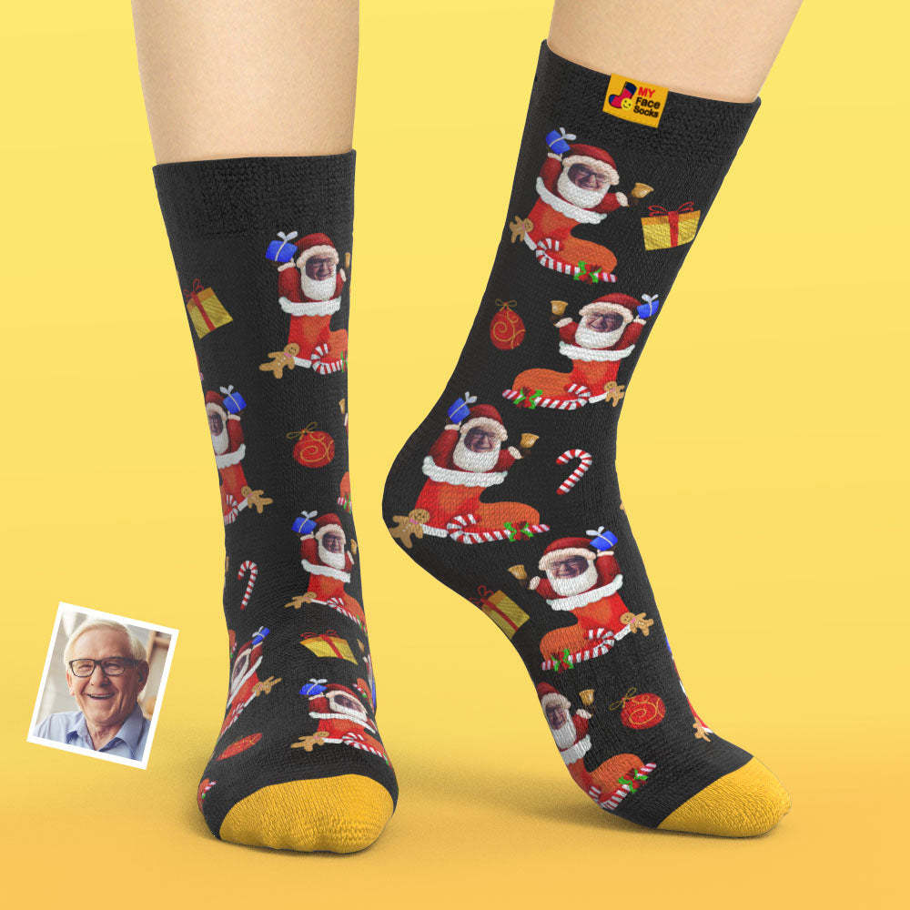 Chaussettes Imprimées Numériques 3d Personnalisées My Face Socks Ajoutez Des Images Et Un Nom - Bas De Noël Avec Votre Visage - VisageChaussettes