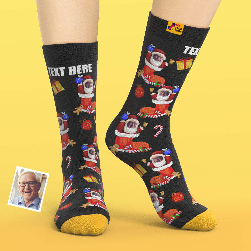 Chaussettes Imprimées Numériques 3d Personnalisées My Face Socks Ajoutez Des Images Et Un Nom - Bas De Noël Avec Votre Visage - VisageChaussettes