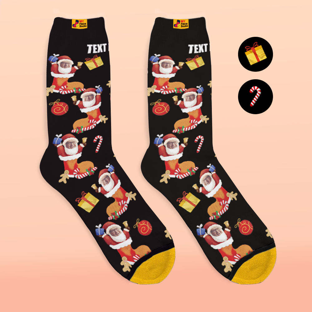 Chaussettes Imprimées Numériques 3d Personnalisées My Face Socks Ajoutez Des Images Et Un Nom - Bas De Noël Avec Votre Visage - VisageChaussettes