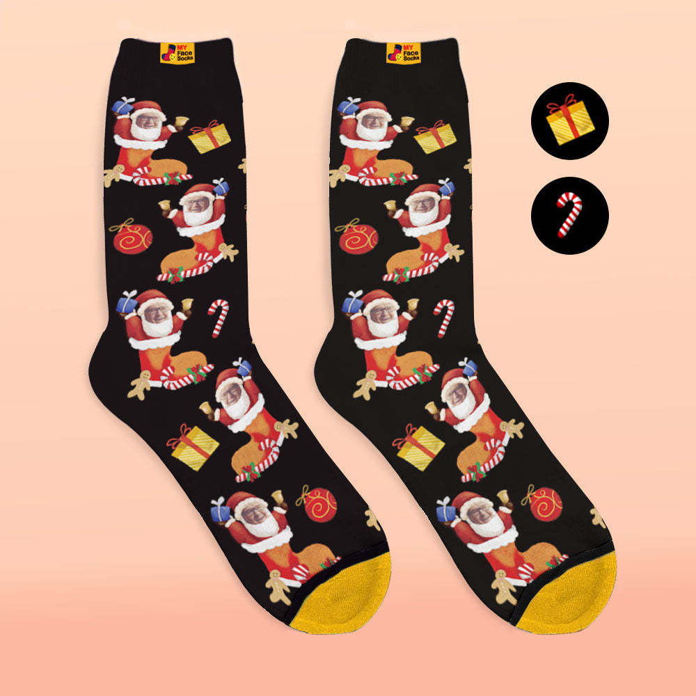 Chaussettes Imprimées Numériques 3d Personnalisées My Face Socks Ajoutez Des Images Et Un Nom - Bas De Noël Avec Votre Visage - VisageChaussettes