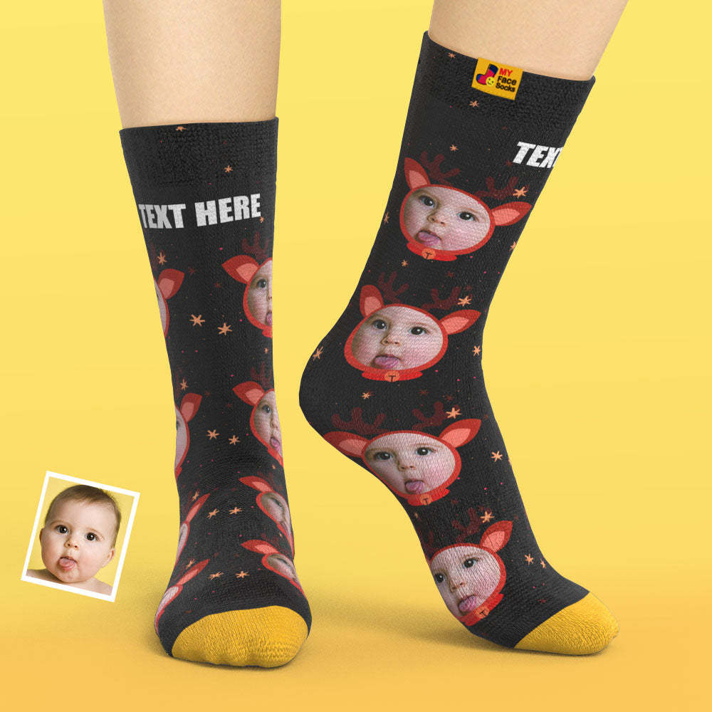 Chaussettes Imprimées Numériques 3d Personnalisées My Face Socks Ajouter Des Images Et Un Nom - Visage De Fauve - VisageChaussettes