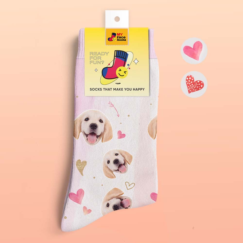 Chaussettes Imprimées Numériques 3d Personnalisées My Face Socks Ajouter Des Images Et Un Nom - Lovely Dog - VisageChaussettes