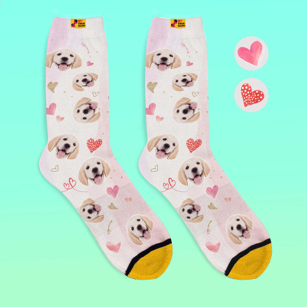 Chaussettes Imprimées Numériques 3d Personnalisées My Face Socks Ajouter Des Images Et Un Nom - Lovely Dog - VisageChaussettes