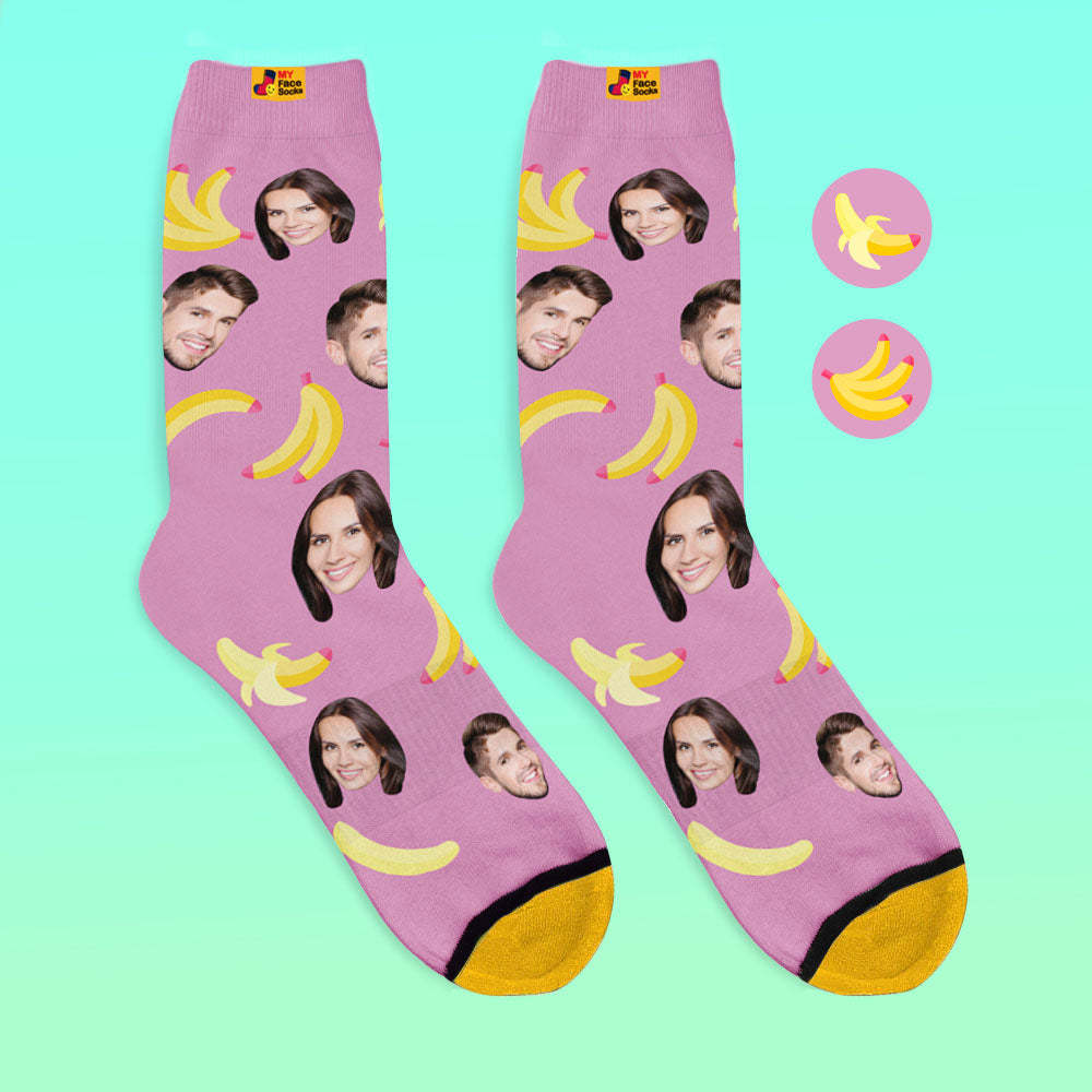 Chaussettes Personnalisées Imprimées En 3d Numérique My Face Socks Ajoutez Des Images Et Nom Banana - VisageChaussettes
