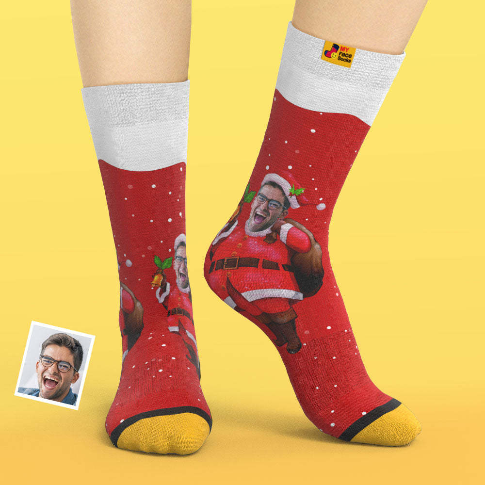 Chaussettes Imprimées Numériques 3d Personnalisées My Face Socks Ajoutez Des Images Et Un Nom - Cadeaux Du Père Noël - VisageChaussettes