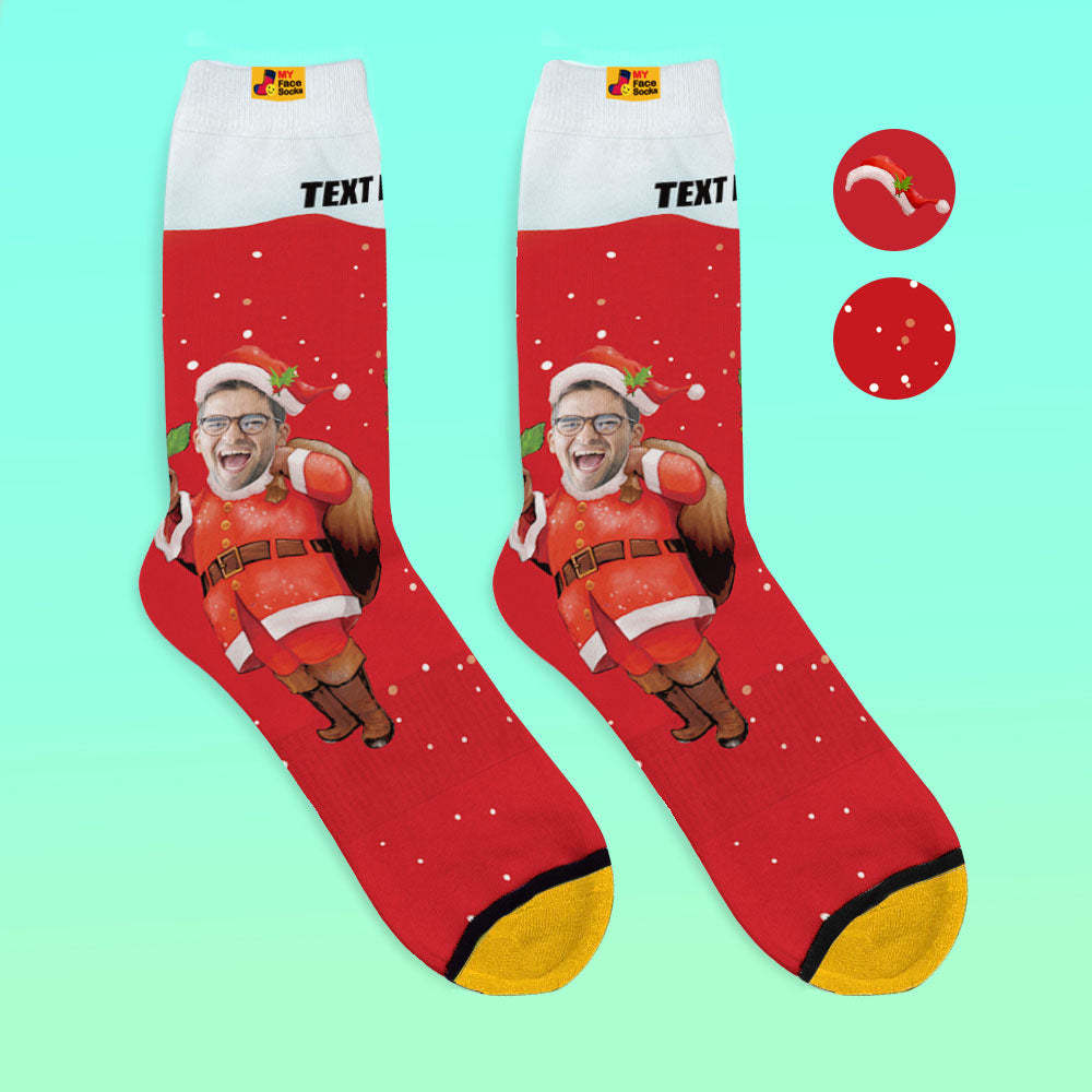 Chaussettes Imprimées Numériques 3d Personnalisées My Face Socks Ajoutez Des Images Et Un Nom - Cadeaux Du Père Noël - VisageChaussettes