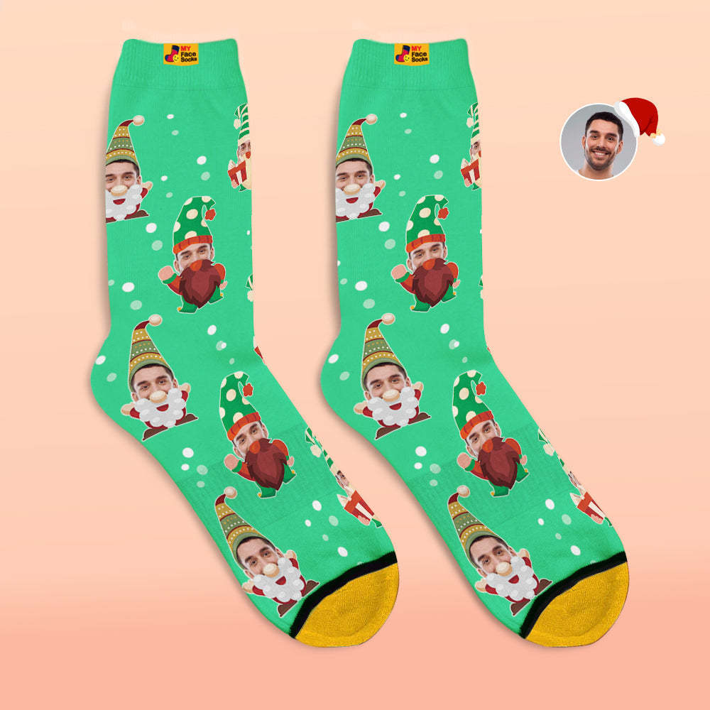 Cadeaux De Noël, Chaussettes Imprimées Numériques 3d Personnalisées My Face Socks Ajoutez Des Images Et Nom Bearded Gnome - VisageChaussettes
