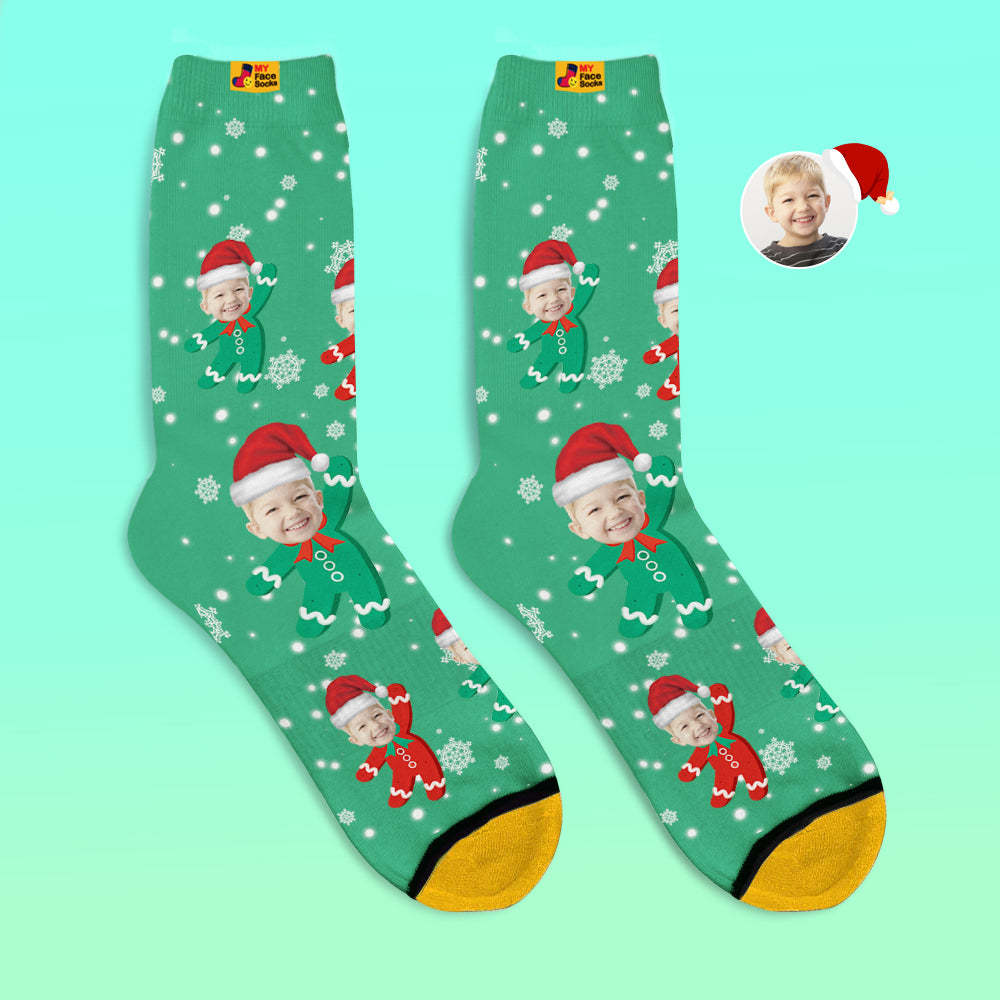 Chaussettes Imprimées Numériques 3d Personnalisées Ajouter Des Images Et Nommer Le Cadeau De Noël Des Enfants - VisageChaussettes