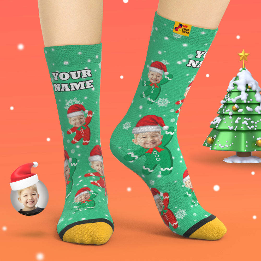 Chaussettes Imprimées Numériques 3d Personnalisées Ajouter Des Images Et Nommer Le Cadeau De Noël Des Enfants - VisageChaussettes