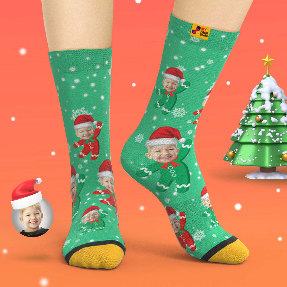 Chaussettes Imprimées Numériques 3d Personnalisées Ajouter Des Images Et Nommer Le Cadeau De Noël Des Enfants - VisageChaussettes