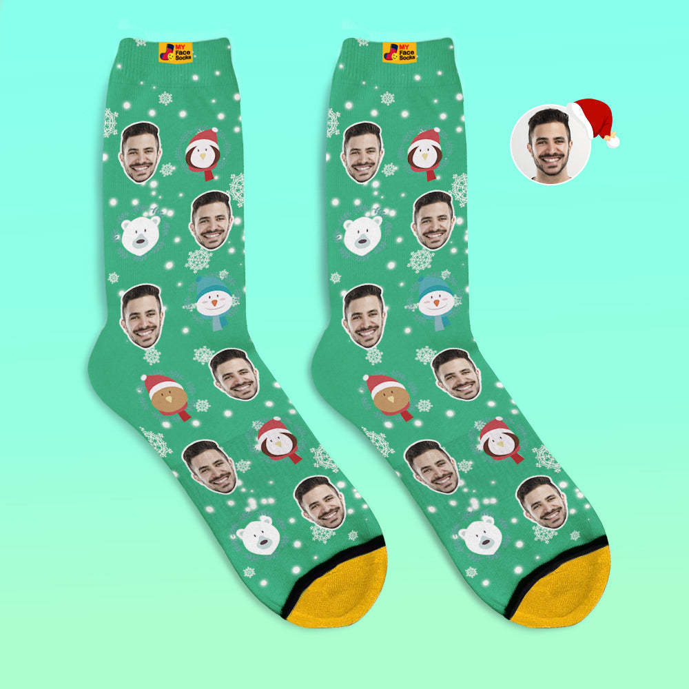 Chaussettes Imprimées Numériques 3d Personnalisées Chaussettes Cadeaux De Noël Elf Doll - VisageChaussettes