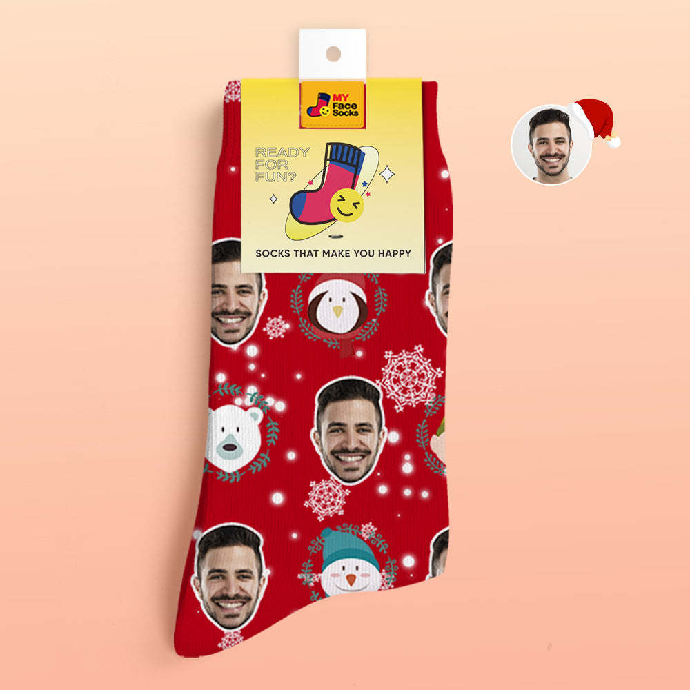 Chaussettes Imprimées Numériques 3d Personnalisées Chaussettes Cadeaux De Noël Elf Doll - VisageChaussettes