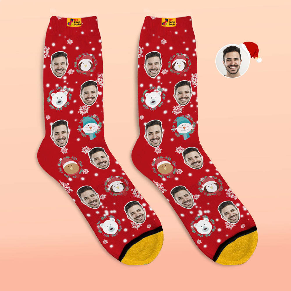 Chaussettes Imprimées Numériques 3d Personnalisées Chaussettes Cadeaux De Noël Elf Doll - VisageChaussettes