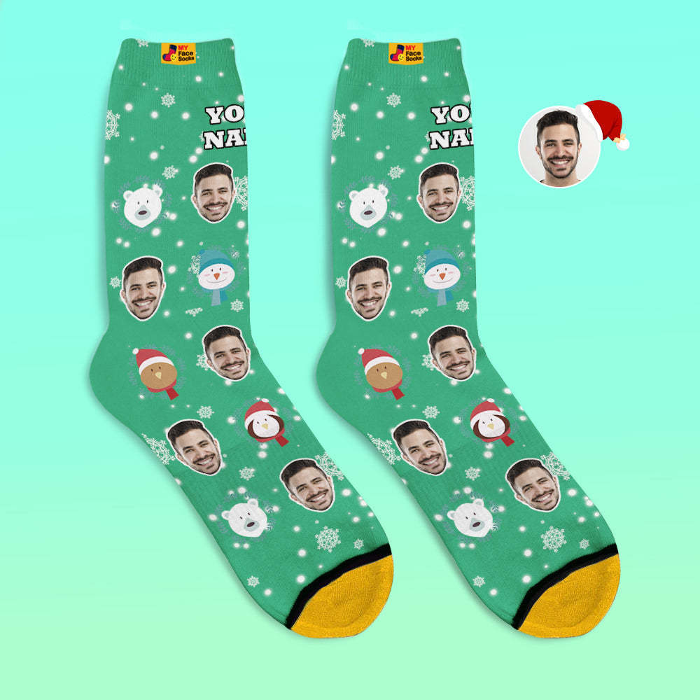 Chaussettes Imprimées Numériques 3d Personnalisées Chaussettes Cadeaux De Noël Elf Doll - VisageChaussettes