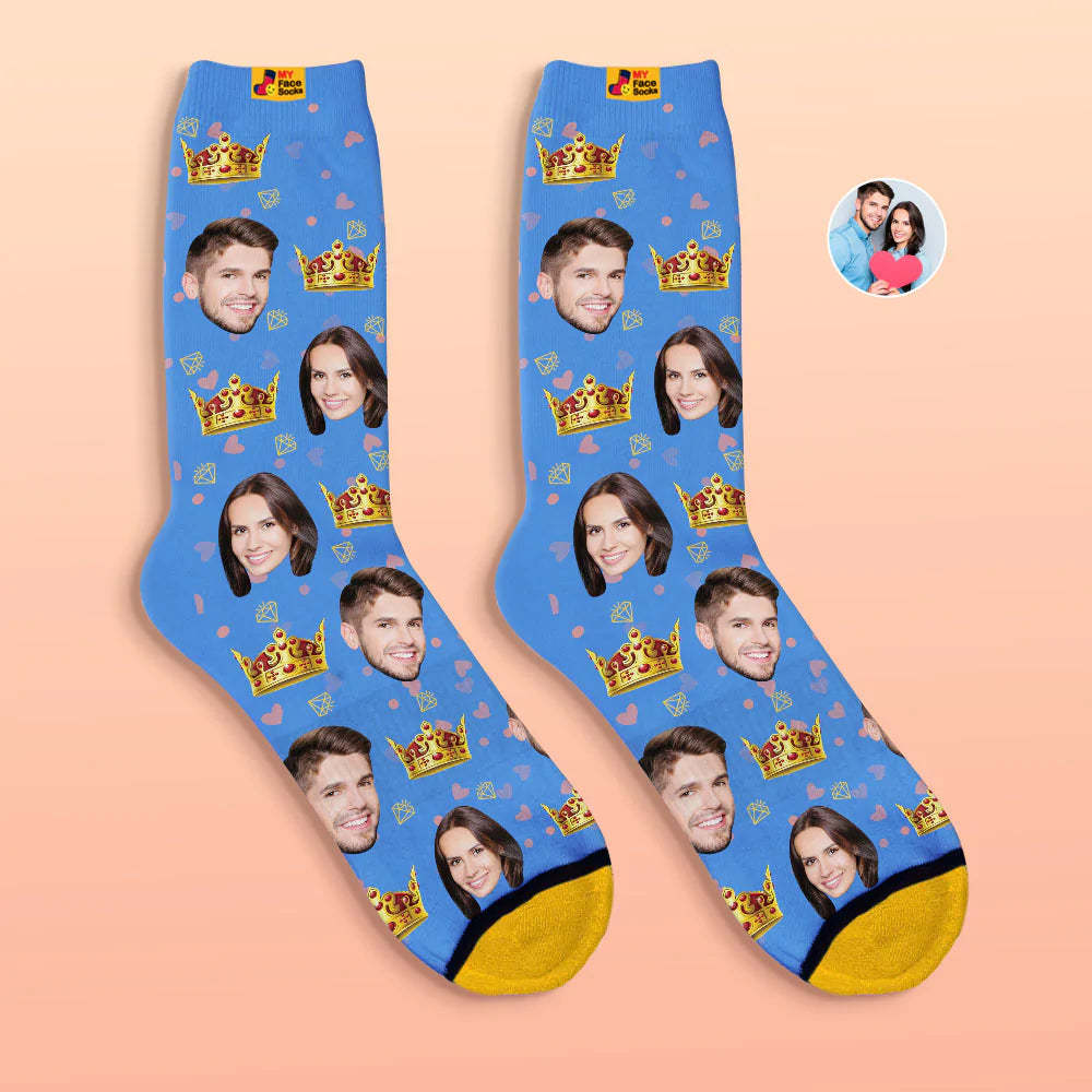 Chaussettes Imprimées Numériques Personnalisées En 3d Chaussettes De Visage De Reine De Cadeau De Saint-valentin Pour Les Amoureux - VisageChaussettes