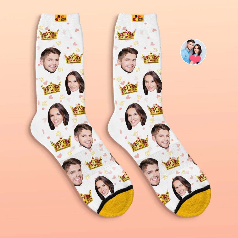 Chaussettes Imprimées Numériques Personnalisées En 3d Chaussettes De Visage De Reine De Cadeau De Saint-valentin Pour Les Amoureux - VisageChaussettes