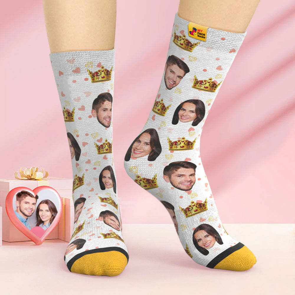 Chaussettes Imprimées Numériques Personnalisées En 3d Chaussettes De Visage De Reine De Cadeau De Saint-valentin Pour Les Amoureux - VisageChaussettes