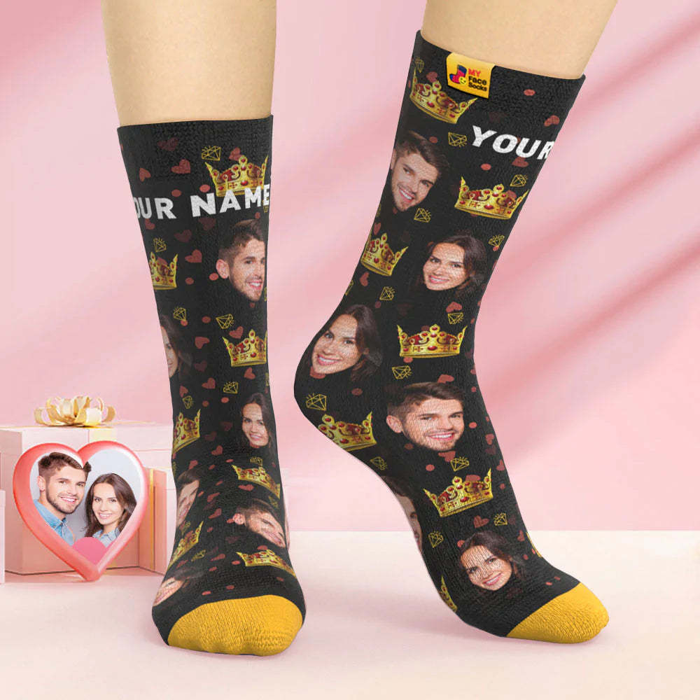 Chaussettes Imprimées Numériques Personnalisées En 3d Chaussettes De Visage De Reine De Cadeau De Saint-valentin Pour Les Amoureux - VisageChaussettes