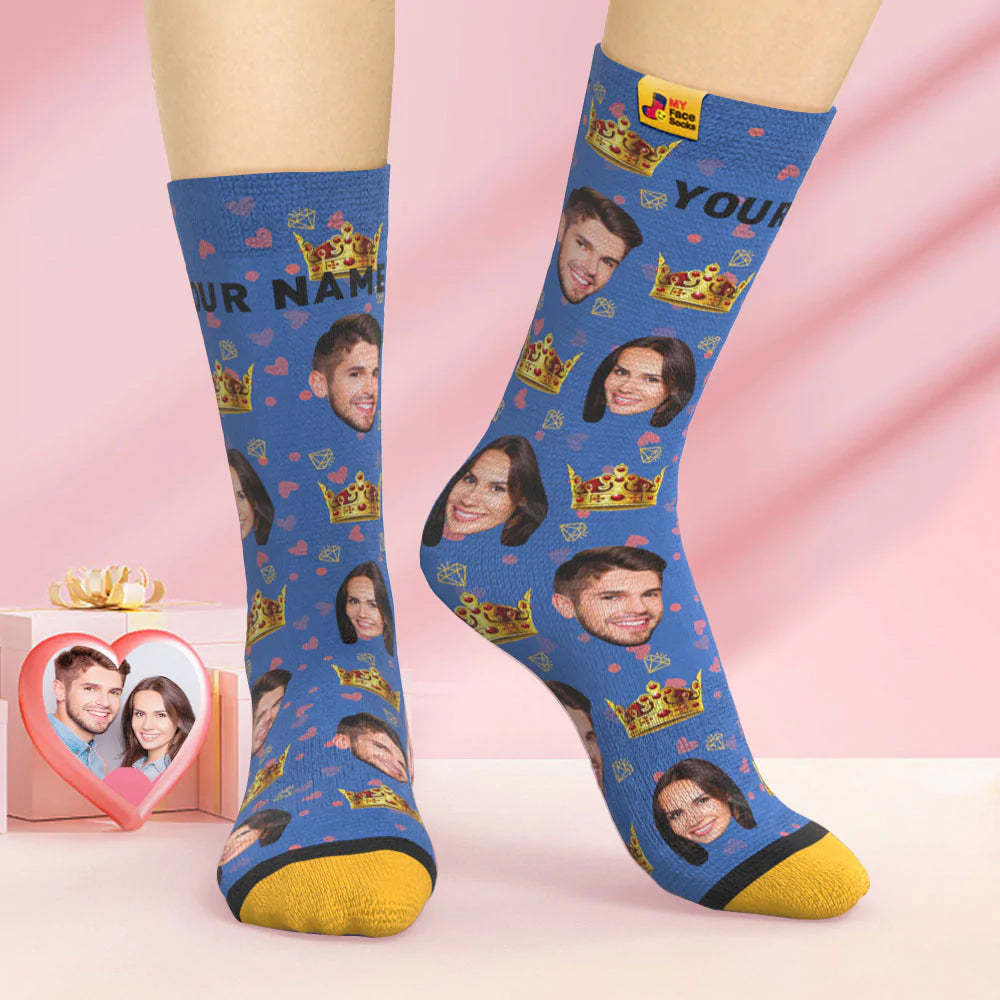 Chaussettes Imprimées Numériques Personnalisées En 3d Chaussettes De Visage De Reine De Cadeau De Saint-valentin Pour Les Amoureux - VisageChaussettes