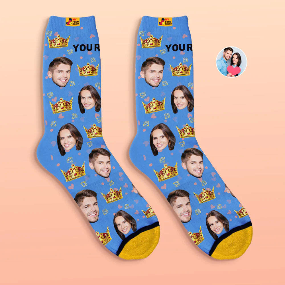 Chaussettes Imprimées Numériques Personnalisées En 3d Chaussettes De Visage De Reine De Cadeau De Saint-valentin Pour Les Amoureux - VisageChaussettes