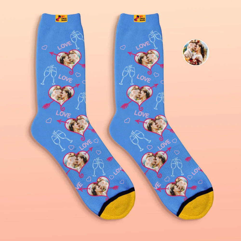 Chaussettes Imprimées Numériques 3d Personnalisées Chaussettes De Visage De Coeur D'amour De Cadeau De Saint-valentin - VisageChaussettes
