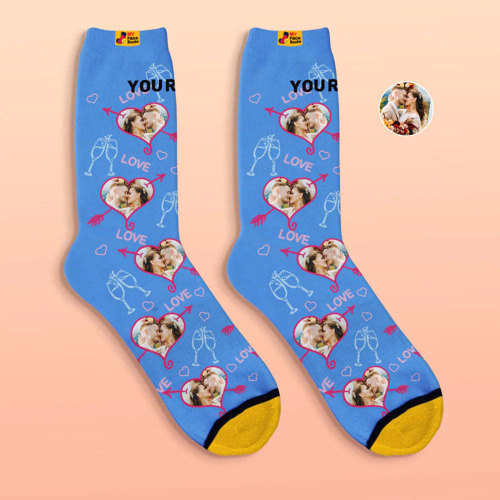 Chaussettes Imprimées Numériques 3d Personnalisées Chaussettes De Visage De Coeur D'amour De Cadeau De Saint-valentin - VisageChaussettes