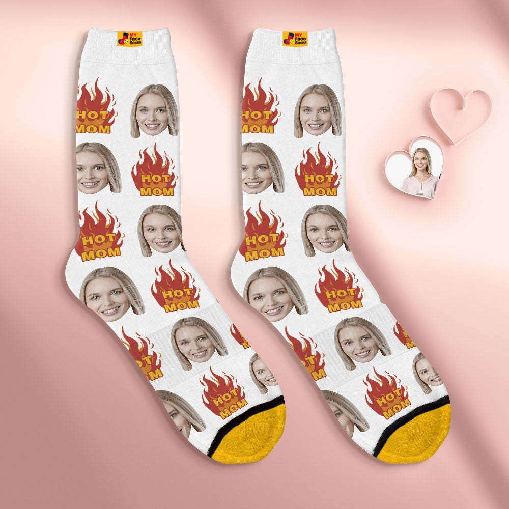 Chaussettes De Visage Personnalisées Cadeaux Surprise Personnalisés Chaussettes Imprimées Par Numérique 3d Pour Hot Mama - VisageChaussettes