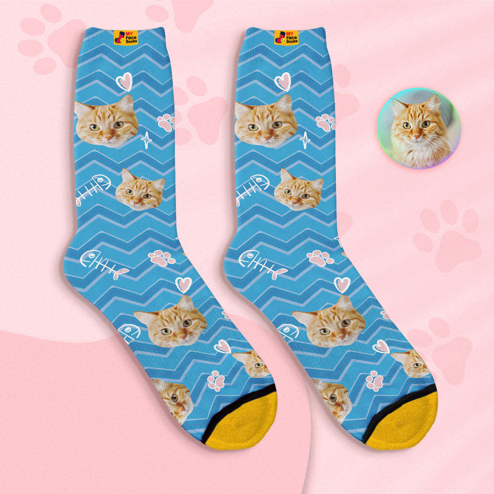 Chaussettes De Visage Personnalisées Chaussettes Imprimées Numériques 3d Personnalisées-cute Pet Face - VisageChaussettes