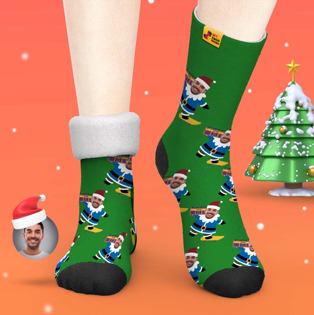 Cadeaux De Noël, Chaussettes Épaisses Personnalisées Photo 3d Chaussettes Imprimées Numériques Automne Hiver Chaussettes Chaudes Gnarly Gnome - VisageChaussettes