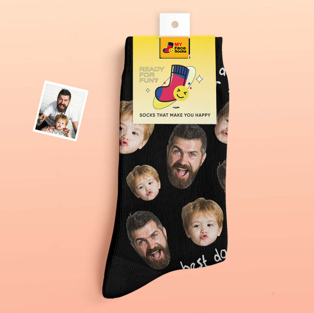 Chaussettes Épaisses Personnalisées Photo Chaussettes Imprimées Numériques 3d Automne Hiver Chaussettes Chaudes Au Meilleur Papa - VisageChaussettes