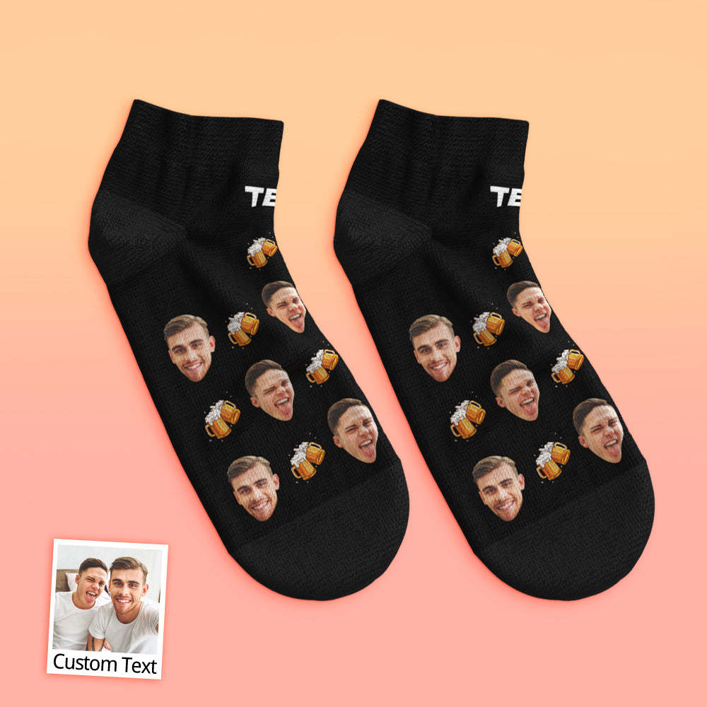 Chaussettes Personnalisées Pour Le Visage De La Cheville À Coupe Basse Chaussettes De Fête De La Bière - VisageChaussettes